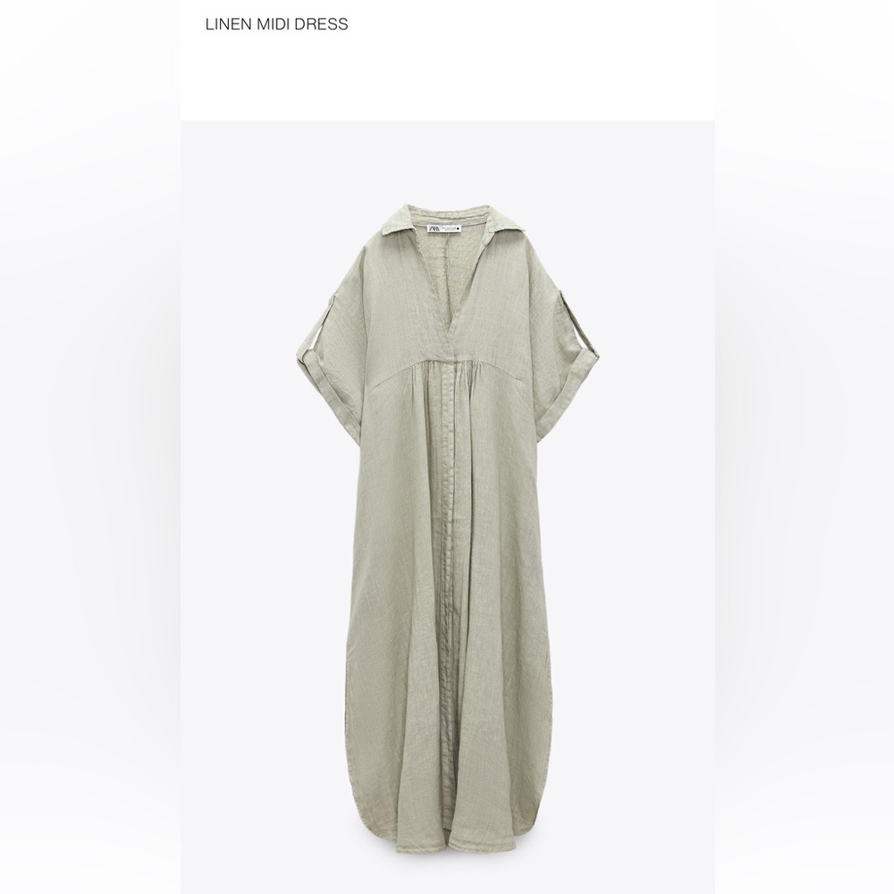 Zara  LINEN MIDI DRESS
S| GREEN

REF. 4786/318